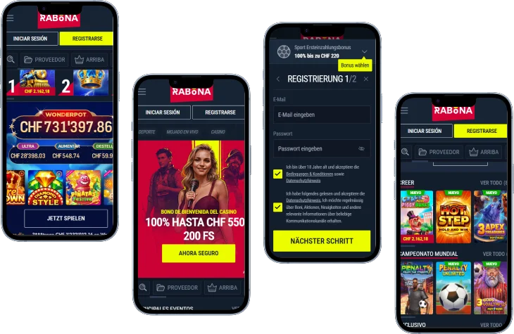 Rabona Casino aplicación móvil con juegos, bonos y registro desde dispositivos móviles