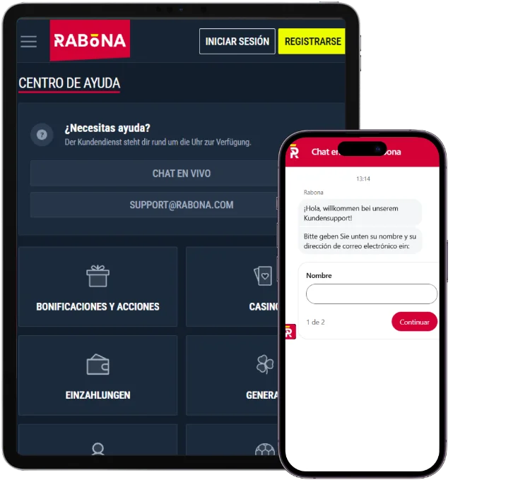 Rabona Casino centro de ayuda con chat en vivo y soporte al cliente